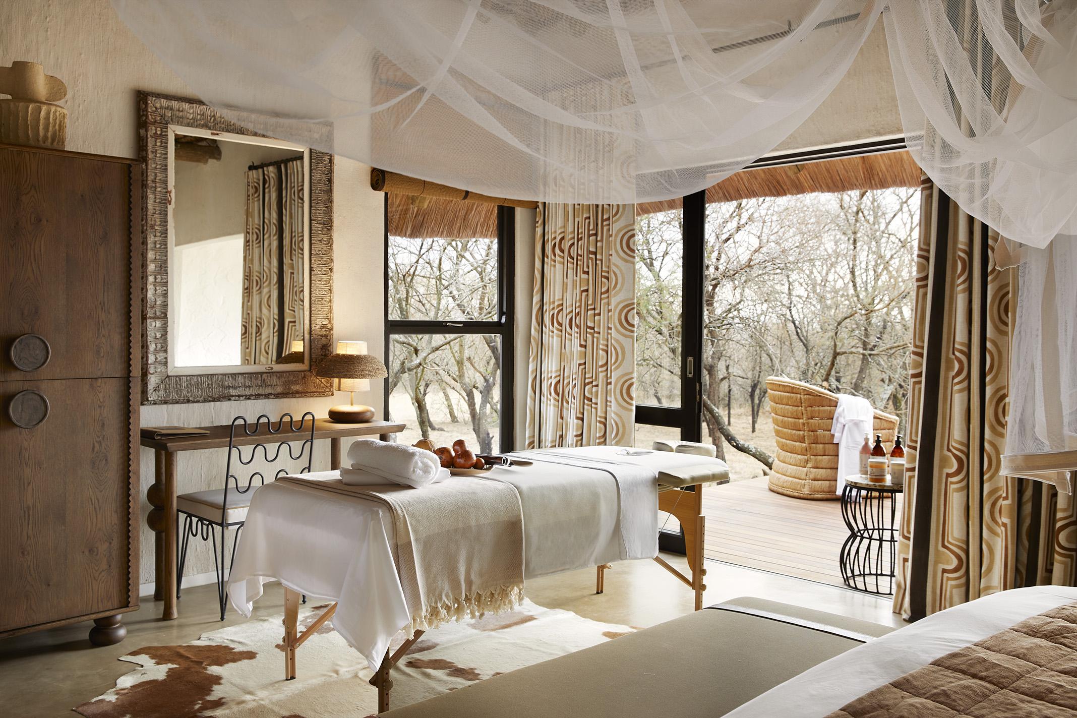 Massage treatments in room setup